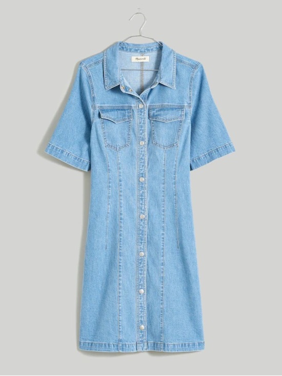 Madewell Dresses & Skirts - Madewell Denim Seamed Mini Shirtdress Palermo Wash Size 12 NWT